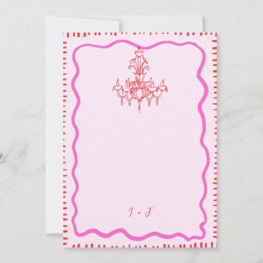 Whimsisches Handgezeichnetes, verrücktes Wavy-Enga Einladung (Rückseite)