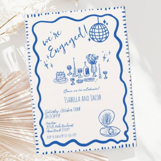 Whimsisches Handgezeichnetes, verrücktes Wavy-Enga Einladung