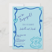 Whimsisches Handgezeichnetes, verrücktes Wavy-Enga Einladung (Vorderseite)