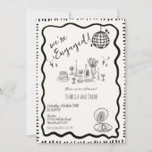 Whimsisches Handgezeichnetes, verrücktes Wavy-Enga Einladung (Vorderseite)