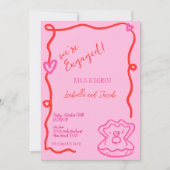 Whimsisches Handgezeichnetes, verrücktes Wavy-Enga Einladung (Vorderseite)