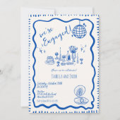 Whimsisches Handgezeichnetes, verrücktes Wavy-Enga Einladung (Vorderseite)