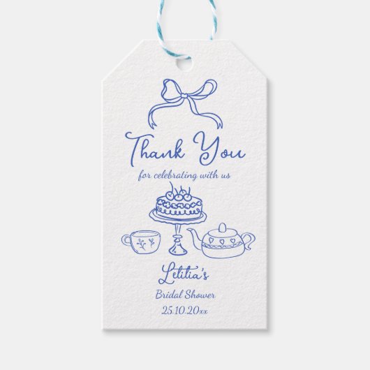 Whimsisches handgezogenes Bugbridal-Gastgeschenk Geschenkanhänger (Vorderseite)