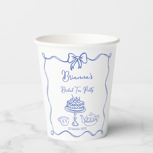 Whimsisches handgezogenes Bugbridal-Party Pappbecher (Rückseite)