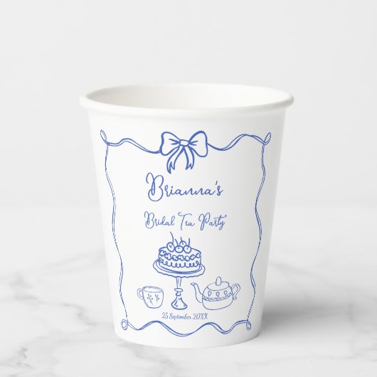 Whimsisches handgezogenes Bugbridal-Party Pappbecher (Vorderseite)