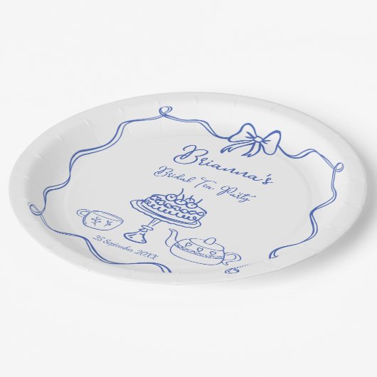 Whimsisches handgezogenes Bugbridal-Party Pappteller (Schrägansicht)