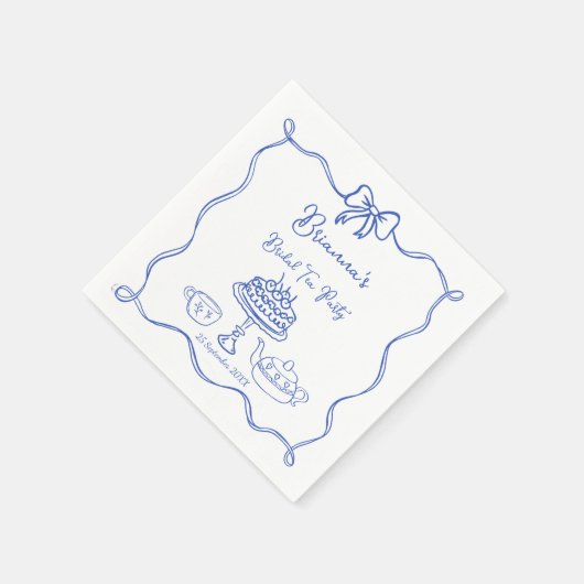 Whimsisches handgezogenes Bugbridal-Party Serviette (Ecke)