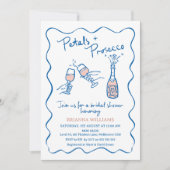 Whimsisches Handgezogenes Petals Prosecco-Brautpar Einladung (Vorderseite)