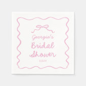 Whimsisches handgezogenes rosa Brautparty Serviette (Vorderseite)