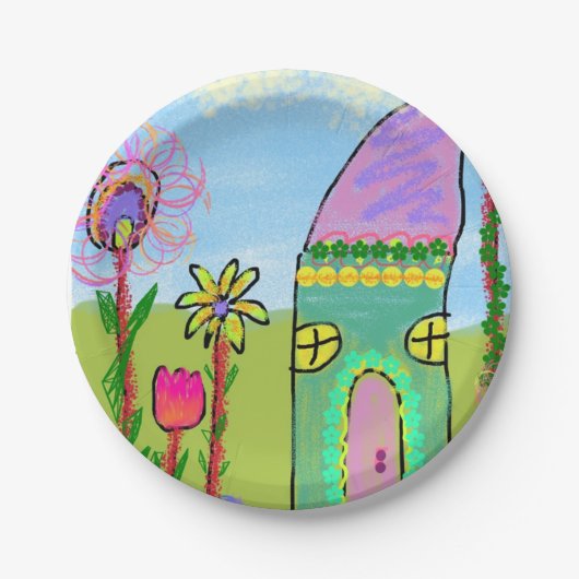 Whimsisches Haus Pappteller (Vorderseite)