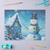 Whimsisches Haus & Snowman Weihnachtsdekoupage Seidenpapier (Basteln)