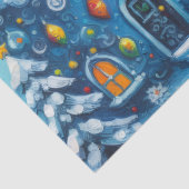 Whimsisches Haus & Snowman Weihnachtsdekoupage Seidenpapier (Detail)