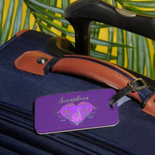 Whimsisches Herz Personalisiert Gepäckanhänger (Vorderseite Insitu 3)