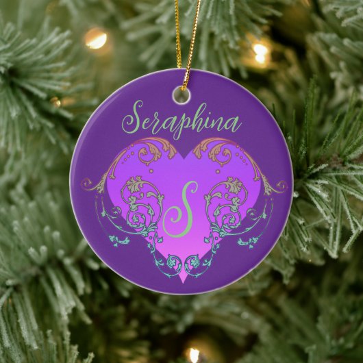 Whimsisches Herz Personalisiert Keramik Ornament (Baum)