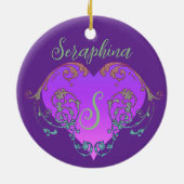 Whimsisches Herz Personalisiert Keramik Ornament (Hinten)