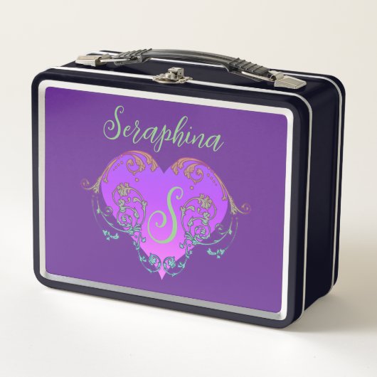 Whimsisches Herz Personalisiert Metall Brotdose (Vorderseite)