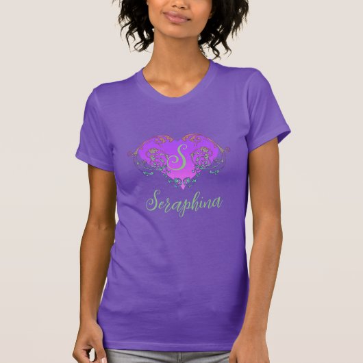Whimsisches Herz Personalisiert T-Shirt (Vorderseite)