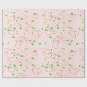 Whimsisches Herz- und Blattdesign Geschenkpapier (Flach)