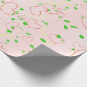 Whimsisches Herz- und Blattdesign Geschenkpapier (Ecke)