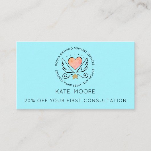 Whimsisches Herz & Wings Doula Birthing Services Rabattkarte (Vorderseite)