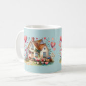 Whimsisches Herzklopftheater Kunst Kaffeetasse (Vorderseite Links)