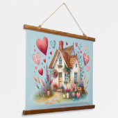 Whimsisches Herzklopftheater Kunst Wandteppich Mit Holzrahmen (Gewinkelt)