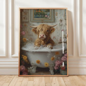 Whimsisches Highland Cow in Buben Bath Wall Art Poster