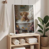 Whimsisches Highland Cow in Buben Bath Wall Art Poster