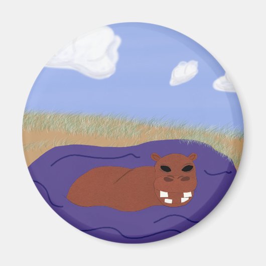 Whimsisches Hippopotamus im Teich Magnet (Vorne)