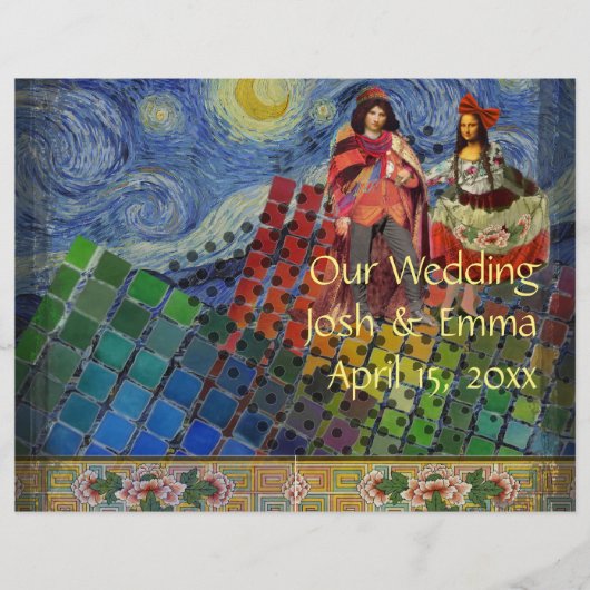 Whimsisches Hochzeitsprogramm Lustig Bunt (Vorderseite)