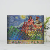 Whimsisches Hochzeitsprogramm Lustig Bunt (Stehend Vorderseite)