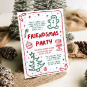 Whimsisches Holiday Hand Drawn Friendsmas Party Einladung