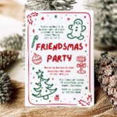 Whimsisches Holiday Hand Drawn Friendsmas Party Einladung
