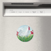 Whimsisches Hühnchen und Blume Magnet (In Situ (Geschirrspüler))
