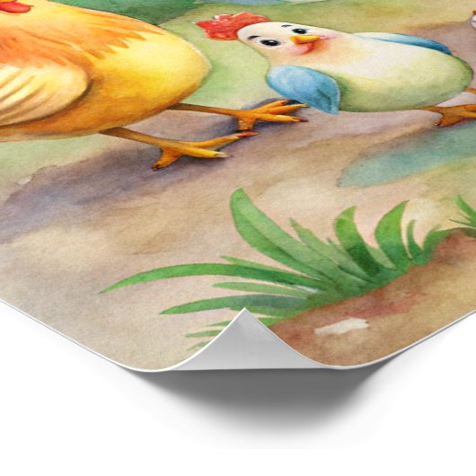 Whimsisches Hühnerwasser Poster (Ecke)