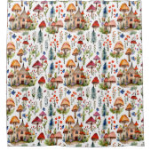 Whimsisches Hütte-Kerndorf Duschvorhang (Vorderseite)