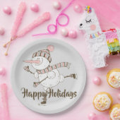 Whimsisches Ice Skaten Snowmen Pappteller (Party)
