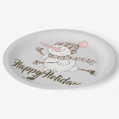 Whimsisches Ice Skaten Snowmen Pappteller (Schrägansicht)