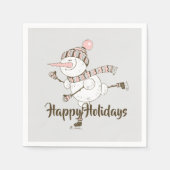 Whimsisches Ice Skaten Snowmen Serviette (Vorderseite)
