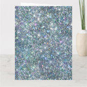 Whimsisches Imitat Blau und Silber Glitzer Geburts Karte (Rückseite)