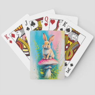 Whimsisches Kaninchen Bright Colorful Ar Spielkarten