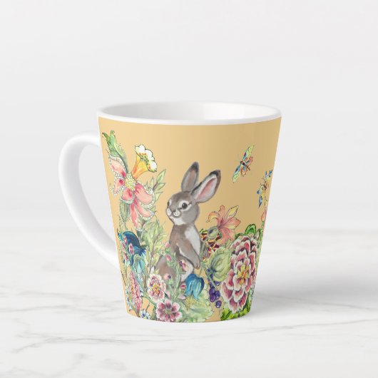 Whimsisches Kaninchen Gold Chinoiserie Bunny Milchtasse (Linke Ecke)