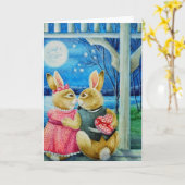 Whimsisches Kaninchen Watercolor Kunst, Dichtung u Karte (Gelbe Blume)