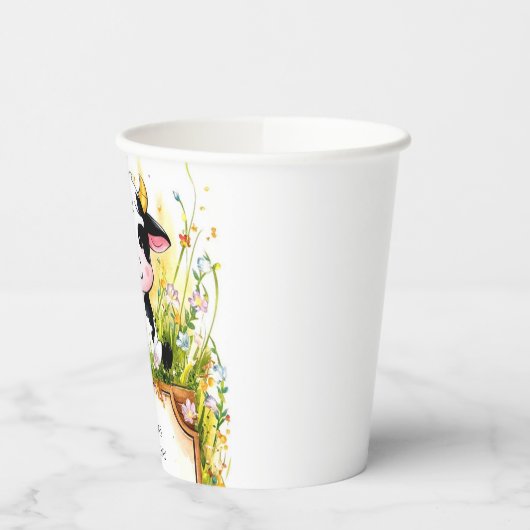 Whimsisches Kind Kuh Geburtstag Pappbecher (Links)