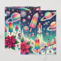 Whimsisches Kosmic Poinsettia Scrapbook Paper