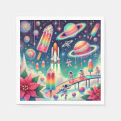 Whimsisches kosmisches Poinsettia Spielplatz Décou Serviette (Vorderseite)