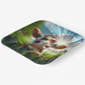 Whimsisches Kuh-Peering über Zaun Pappteller (Gewinkelt)