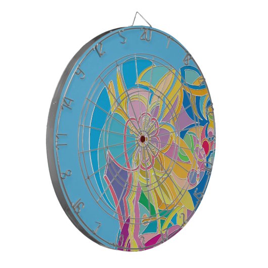 Whimsisches Kunstwerk Dartscheibe (Vorderseite Links)