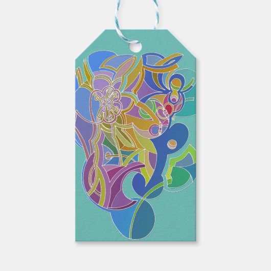 Whimsisches Kunstwerk Geschenkanhänger (Vorderseite)