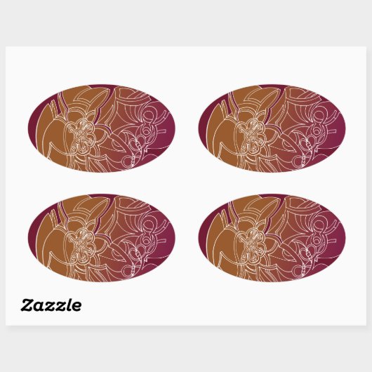 Whimsisches Kunstwerk Ovaler Aufkleber (Blatt)